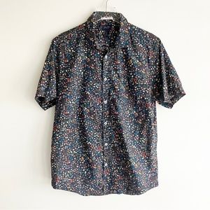 Good Man Brand Medium Shirt Floral Print Short Sleeve Button Front Pocket